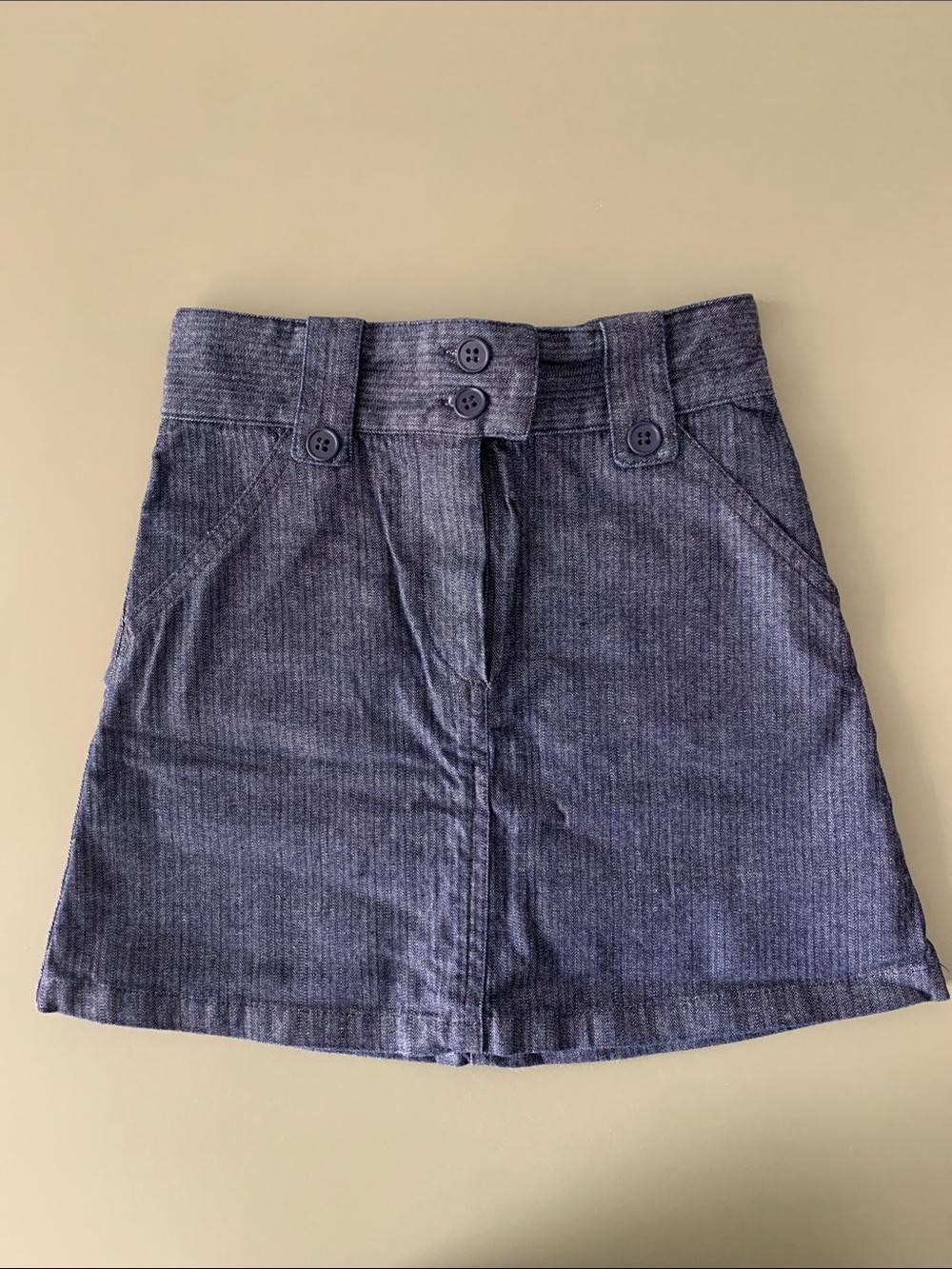A.P.C. Indigo Mini Skirt with Button Waist